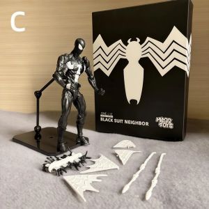 DOWNA Bộ đồ nọc độc đen Mô hình hành động Người Nhện Symbiote Hàng xóm da đen Khớp di động Mô hình đồ chơi lộn xộn Mát mẻ Mô hình Người Nhện 3.0 Đồ sưu tầm