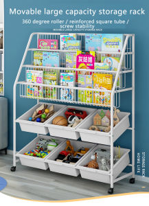 LOOGU Kids Bookshelf Toy Multi-Layer Display Bookcase Organizer Rack Storage Rack Childrens Book Shelf Organizer With Basket Bins