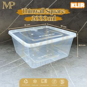 Thinwall KLIR Square 2000ml / Food Container Food Grade / Kotak Makan Plastik Persegi 25 pcs