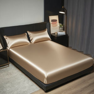 3 IN 1 Silk Satin Bedsheets Set Plain Garterized Bedsheet With 2 Pcs Pillowcases Soft Cool Touch