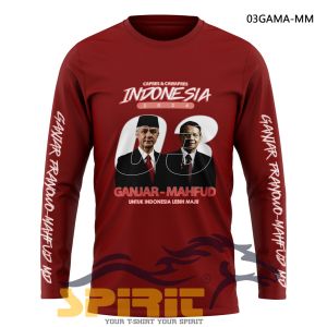 Baju Ganjar-Mahfud Untuk Indonesia Lebih Maju Baju Capres Cawapres No 3 Indonesia 2024 Katun 24s Premium