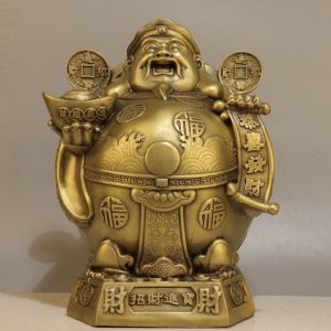 Tượng ông thần tài phát lộc bụng phệ bằng đồng cao 30cm ngang 20cm nặng 3.5kg
