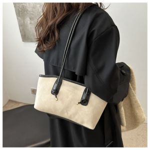 ZYJC PU Leather Work Shoulder Bag Simple Solid Color Lady Handbags Y2K Trend Large Capacity Commuting Bag Women Female