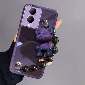 Phone Case VIVO Y17s Y27s V29 Pro V29e V27 V27e Y27 Y78 Y36 4G 5G Fashion Hot Selling Built-in Lens Film Casing with Doll Bracelet Lens Protection Solid Color Transparent Soft Cover 2023