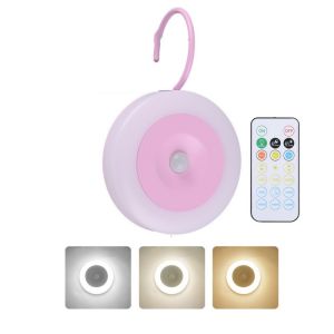 CMIEWN5 Cordless Motion Sensor Night Light ic USB Rechargeable Wall Lights Indoor Light Round Shape Smart LED Night Lamp Hallway