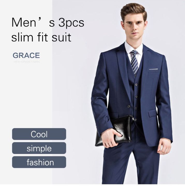 Gorich 【Genuine Guarantee】Men’s 3pcs Slim Fit Suit Exquisite ...