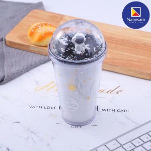 450ML Astronaut Galaxy Water Bottle Tumble with Straw Birthday Couple Gift Water Bottle Botol Air Galaksi 太空人吸管塑料杯