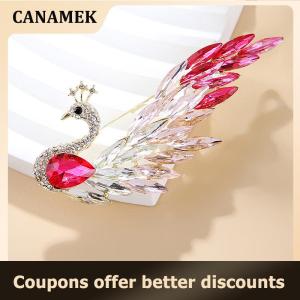 【 CANAMEK 】 Fashion Animal Rhinestone Crystal Peacock Brooches For Women Clothing Coat Jewelry Accessries Gifts