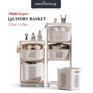 F827 Laundry Basket / Clothes Storage Bag Shelves / Kitchen Bathroom Organizer/ Space Saving