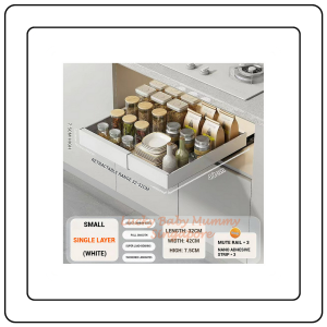 【JJ HOME】Extendable Pull- Out Drawer Organizer/ Kitchen Storage / Condiments Storage /Cabinet Storage
