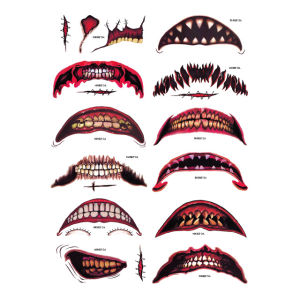 bungee Halloween Lip Tattoo Sticker Scar Makeup Lip Decoration Scary Horror Halloween Tattoo Sticker