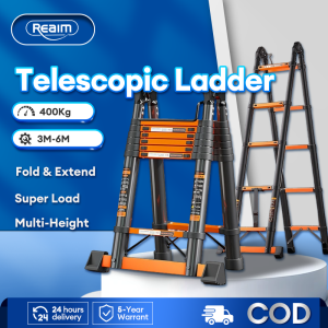 REAIM Aluminum Telescopic Ladder - Foldable Anti-Slip Step Ladder for Home Use Lightweight and Multifunctional