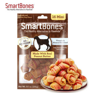 SmartBones Mini Chicken Bones 16 Count Rawhide Free for Small Dogs Chew Grind and Clean Teeth
