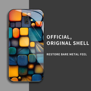 สำหรับ Samsung Galaxy J6 Plus 2018 เคสศัพท์ป้องกันการตกที่มีสี่เหลี่ยมเล็กๆ สีสันสดใสและมีสไตล์