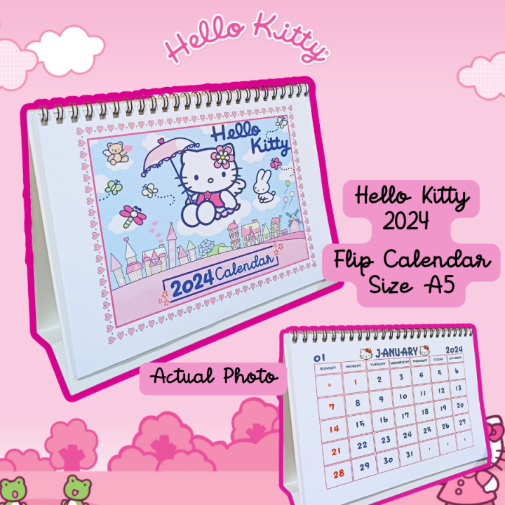 2024 HELLO KITTY FLIP CALENDAR SIZE A5 CUTE 2024 FLIP CALENDAR SANRIO