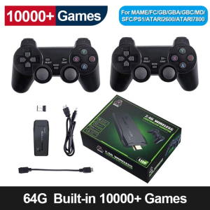 Wireless Video Game Console 4K HD 10000 Classic Games Game stick 4K TV Video Game Console 2.4G Wireless Controller Family Games With Gamepad Built in 10000 Classic Games Playstation 2 4 For PS1/GBA/MD