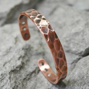 Pure Copper Bracelet Men Arthritis Adjustable Women Cuff Therapy Health Energy Irregular Surface Bangles