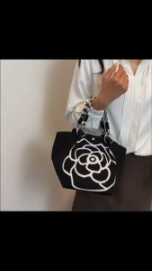 Fashion Knitted Handbag for Women Soft Woven Tote Bag Lightweight Shoulder Bag Casual Shopping Random Pattern
