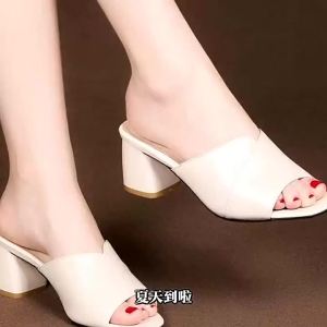 [Free Shipping] Fish-Mouth Sandals And WomenS Flip-Flops 2026 Summer New Collection Simple Design Chunky Heel WomenS Sandals