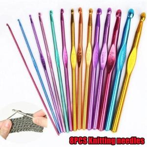 8Pcs/Set 2-5.5mm Different Size Colored Aluminum Crochet Hooks Needles Set Tools Crochet Needle
