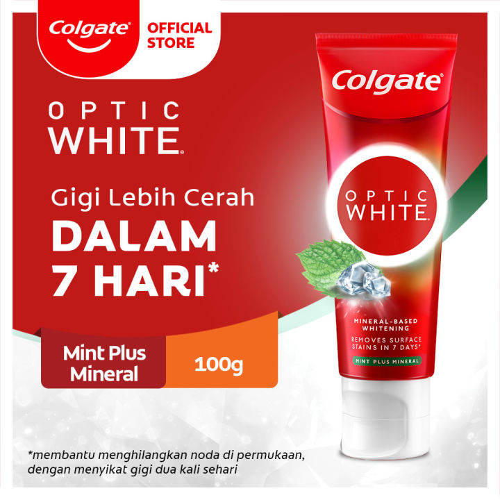 Colgate Optic White Sparkling White Mint Plus Mineral Toothpaste/Pasta Gigi 100 gr