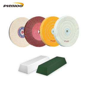 PHYHOO ชุดล้อผ้าขัด 6 นิ้วพร้อมขี้ผึ้งขัดสำหรับการขัดเครื่องประดับหรือโลหะ