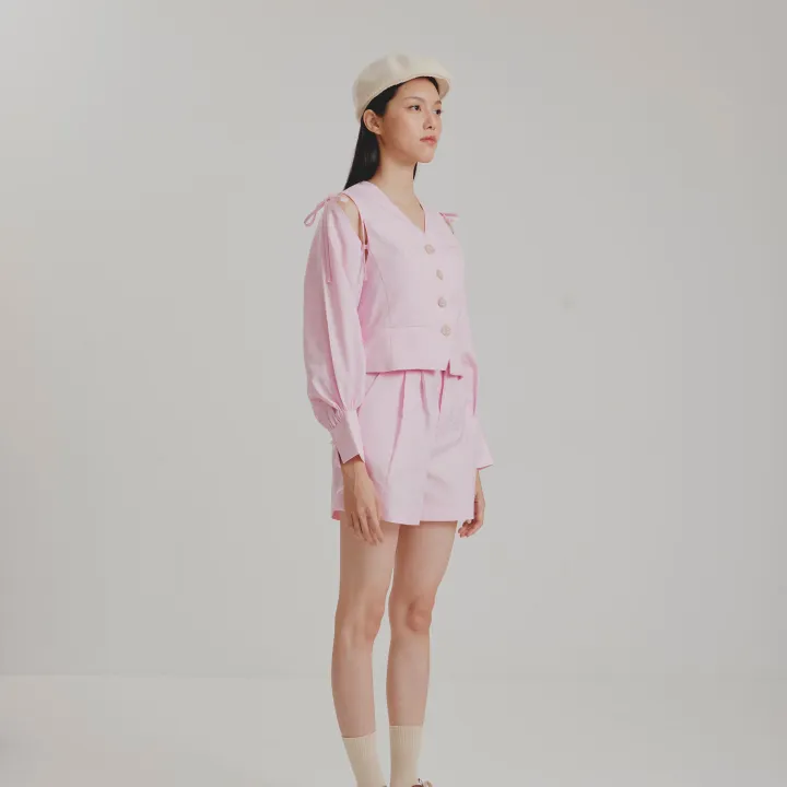 𝙎𝙝𝙤𝙧𝙩-𝙡𝙤𝙣𝙜 𝙎𝙡𝙚𝙚𝙫𝙚 𝙑𝙚𝙨𝙩 𝙎𝙀𝙏 ( 𝙋𝙖𝙡𝙚 𝙋𝙞𝙣𝙠 ) | Lazada.co.th