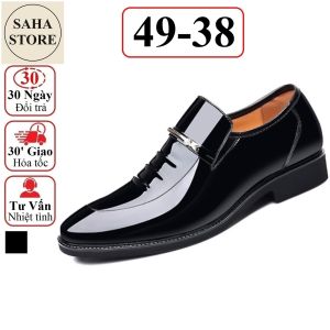 Giày tây lười SAHA125 big size 49 48 47 cỡ to 46 45 giầy da công sở không dây đen bóng âu đẹp cao cấp hàn quốc mũi tròn