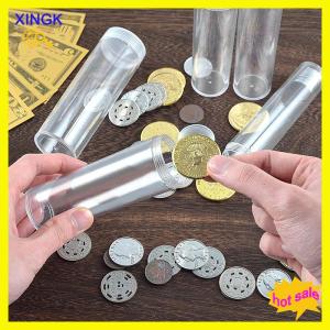 XINGK 10pcs đồng xu Ống quý cuộn giấy gói đồng xu nhựa chủ sở hữu rõ ràng đồng xu lưu trữ container
