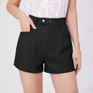 Quần short đùi nữ cạp cao phối 2 nút sắt cá tính - S11