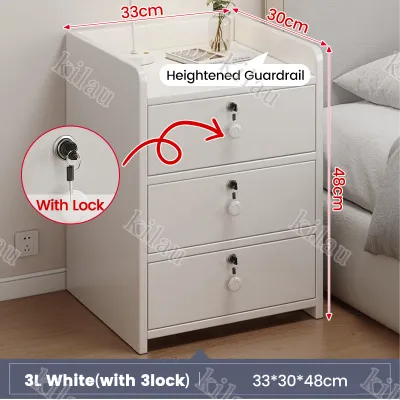 KILAU Wooden bedside table with lock Nordic modern bedroom with drawer bedside table side table locker