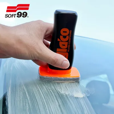 SOFT99 Glaco Glass Compound Roll On 100 ml - Abrasive Glass Cleaner for Car- Hydrophobic Glass Coating Preparation- Remove Oily Stains & Remains of Other Coatings- Integrated Applicator