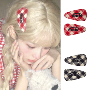 ARTMU 1 Pair Chữ cái Kẹp tóc emis Thêu Thương hiệu thời trang Kẹp tóc Hàn Quốc Sáng Tạo Ngọt ngào Kẹp tóc kẻ sọc Bé gái