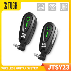 XTUGA JTSY23 UHF Wireless Guitar Transmitter Receiver Electric Guitar Wireless Transmission System with 30 Optional Channels Rechargeable Audio Transmitter& Receiver for Guitar Bass Musical Instruments