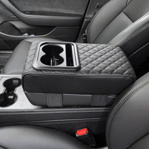 Car Center Console Armrest Pillow Armrest Box Booster Cushion Sponge Arm Rest Protector Cushion with Cup & Phone Holder for Most Car