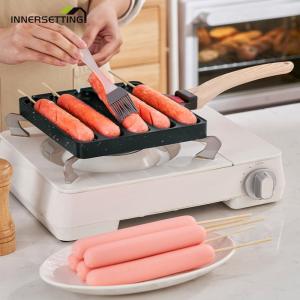 5 Grids Square Grill Pan Sausage Cooking Tool Sausage Fry Pan Hot Dog Baking Steaming Tool for Outdoor Kitchen Breakfast
