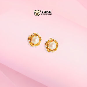 YOKO Anting Wanita Bentuk Mutiara Kepang Anti karat dan Anti Luntur Anting Wanita Dewasa Asli Anting Tusuk Korea Style E1-3