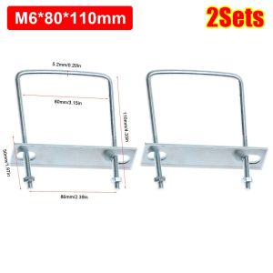 MIRELINA 2Sets Right Angle U-bolt Square Clamp Iron With Baffle Squa Bolt Durable Screw Pipe U-clamp
