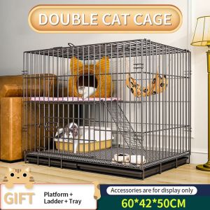 【5Y Warranty】Cat Cage 1/4 Layer Large Space Double Layer Cat House With Bedpan Bold And Thickened Layer Large Carrier Easy Assemble Foldable