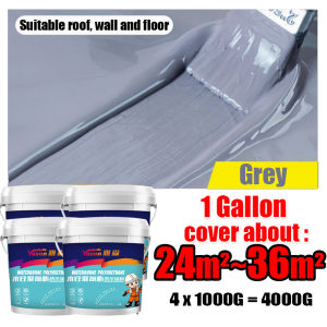 💥50 years No leakage💥 Super Waterproof Sealant Coating 1kg With Brush Polyurethane Waterproof Coating For Swimming Pools Fish Ponds Exterior Walls Flexible Durable Rubber Coating Repair Crack Non-Toxic sealant waterproof roof leak
