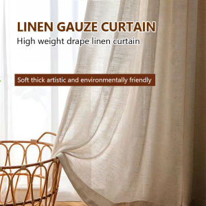 Japanese Linen Curtain Home Cream Curtains Finished Light Opaque Bedroom Living Room Linen Shading Gauze Curtain