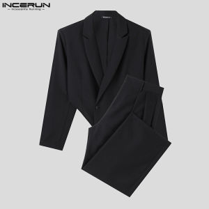 Nam hiệu incerun Dài Tay Ve áo cao cấp Thiết kế áo khoác + quần Bộ phù hợp (phong cách phương Tây)
