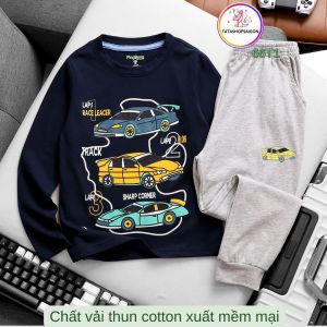 [HCM][ 23 50kg] Bộ tay dài bé trai thun cotton hàng xuất dư T142