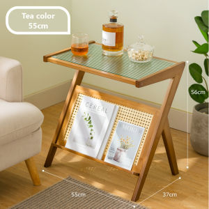 Lifetime warranty Inkwood Coffee Table Bamboo Rattan Side Table  square Prtable Glass Bedside Table