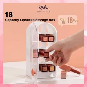 18 Capacity Lipstick Storage Box Desktop MakeUp Organiser Handle Design Cosmetics Storage Holders