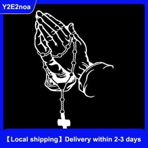 【Local shipping】 Car Praying Hands With Rosary Sticker Decals Religious Vinyl Decal Waterproof Decal Auto Decoration
