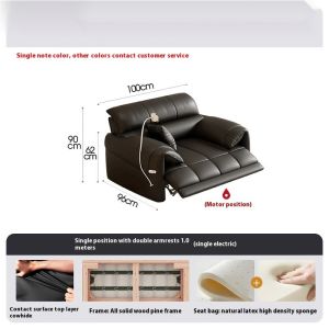 Lazy Sofa Leather Sofa Living Room Recliner Sofa Top Layer Cowhide Sofa Chair Modern Simple Electric Recliner Sofa
