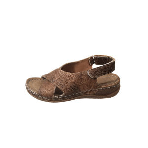 [Free Shipping] Wedge Heel Thick-Soled Cross-Strap New Pattern Flat Sandals for Women 2024 New Model Velcro Peep-Toe Shoes