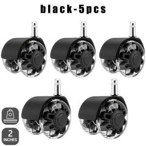 Heavy Duty Office Chair Wheels Replacement For Chairs (Set of 5) -Black Gray