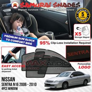 NISSAN ALMERA LIVINA NAVARA SERENA X-TRAIL TEANA SYLPHY SENTRA NV200 Sunshade SAMURAI SHADES Clip-Less Magnetic Sun Shade Car Accessories Aksesori Kereta